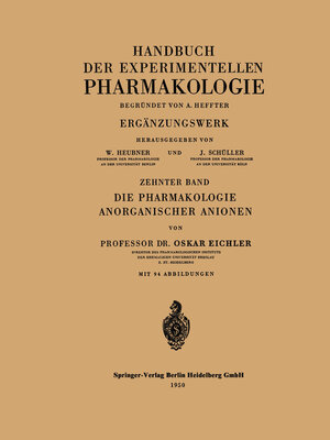 cover image of Die Pharmakologie Anorganischer Anionen